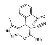6-amino-4-(2-nitrophenyl)-3-methyl-2,4-dihydropyrano[2,3-c] pyrazole-5-carbonitrile结构式