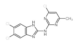 5,6-dichloro-N-(4-chloro-6-methyl-pyrimidin-2-yl)-1H-benzoimidazol-2-amine结构式