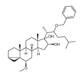 22-benzyloxy-6β-methoxy-3α,5α-cyclocholestane-16β,17α-diol结构式