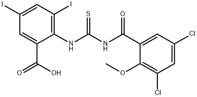 2-[[[(3,5-dichloro-2-methoxybenzoyl)amino]thioxomethyl]amino]-3,5-diiodo-benzoic acid结构式