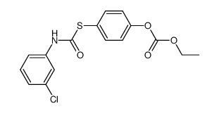 Carbonic acid 4-(3-chloro-phenylcarbamoylsulfanyl)-phenyl ester ethyl ester Structure