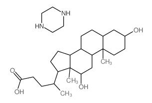 4-(3,12-dihydroxy-10,13-dimethyl-2,3,4,5,6,7,8,9,11,12,14,15,16,17-tetradecahydro-1H-cyclopenta[a]phenanthren-17-yl)pentanoic acid; piperazine结构式