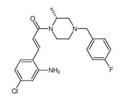 (E)-3-(2-amino-4-chlorophenyl)-1-[(R)-4-(4-fluorobenzyl)-2-methylpiperazin-1-yl]-propenone结构式