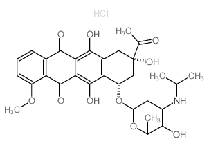 8-acetyl-6,8,11-trihydroxy-10-[5-hydroxy-6-methyl-4-(propan-2-ylamino)oxan-2-yl]oxy-1-methoxy-9,10-dihydro-7H-tetracene-5,12-dione hydrochloride Structure