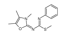 methyl (NE)-N'-phenyl-N-(3,4,5-trimethyl-1,3-oxazol-2-ylidene)carbamimidothioate结构式