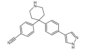 4-[4-[4-(1H-pyrazol-4-yl)phenyl]piperidin-4-yl]benzonitrile结构式