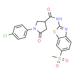 1-(4-chlorophenyl)-N-[6-(methylsulfonyl)-1,3-benzothiazol-2-yl]-5-oxopyrrolidine-3-carboxamide结构式