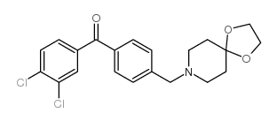 3,4-二氯-4'-[8-(1,4-二恶-8-氮杂螺-[4.5]癸基)甲基]苯甲酮结构式