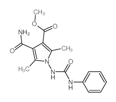 methyl 4-carbamoyl-2,5-dimethyl-1-(phenylcarbamoylamino)pyrrole-3-carboxylate结构式