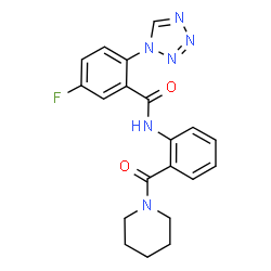 5-fluoro-N-[2-(piperidin-1-ylcarbonyl)phenyl]-2-(1H-tetrazol-1-yl)benzamide structure