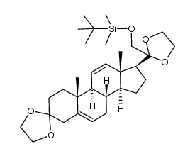 21-tert-Butyldimethylsilyloxy-3,3:20,20-bis(ethylenedioxy)pregna-5,11-diene结构式