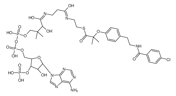 S-[2-[3-[[(2R)-4-[[[(2R,3S,4R,5R)-5-(6-aminopurin-9-yl)-4-hydroxy-3-phosphonooxyoxolan-2-yl]methoxy-hydroxyphosphoryl]oxy-hydroxyphosphoryl]oxy-2-hydroxy-3,3-dimethylbutanoyl]amino]propanoylamino]ethyl] 2-[4-[2-[(4-chlorobenzoyl)amino]ethyl]phenoxy]-2-met Structure