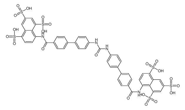 8,8'-(Carbonylbis(imino(1,1'-biphenyl)-4',4-diylcarbonylimino))bis-1,3,5-naphthalenetrisulfonic acid, hexasodium salt structure