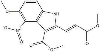 methyl (E)-5-methoxy-2-(3-methoxy-3-oxoprop-1-en-1-yl)-4-nitro-1H-indole-3-carboxylate结构式
