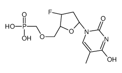 [(2R,3S,5R)-3-fluoro-5-(5-methyl-2,4-dioxopyrimidin-1-yl)oxolan-2-yl]methoxymethylphosphonic acid结构式