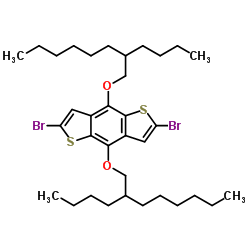 2,6-二溴-4,8-双[(2-丁基正辛基)氧]苯并[1,2-b:4,5-b']二噻吩结构式
