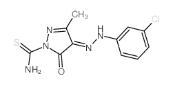 1H-Pyrazole-1-carbothioamide,4-[2-(3-chlorophenyl)hydrazinylidene]-4,5-dihydro-3-methyl-5-oxo-结构式