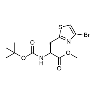 (S)-3-(4-溴噻唑-2-基)-2-(叔丁氧羰基)氨基)丙酸甲酯结构式