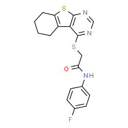N-(4-fluorophenyl)-2-((5,6,7,8-tetrahydrobenzo[4,5]thieno[2,3-d]pyrimidin-4-yl)thio)acetamide结构式