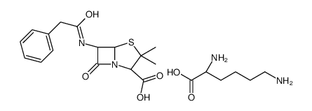 (2S)-2,6-diaminohexanoic acid,(2S,5R,6R)-3,3-dimethyl-7-oxo-6-[(2-phenylacetyl)amino]-4-thia-1-azabicyclo[3.2.0]heptane-2-carboxylic acid Structure