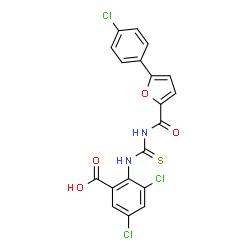 3,5-DICHLORO-2-[[[[[5-(4-CHLOROPHENYL)-2-FURANYL]CARBONYL]AMINO]THIOXOMETHYL]AMINO]-BENZOIC ACID结构式