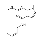 (3-methyl-but-2-enyl)-(2-methylsulfanyl-7H-pyrrolo[2,3-d]pyrimidin-4-yl)-amine结构式