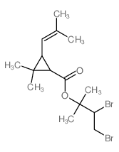 Cyclopropanecarboxylicacid, 2,2-dimethyl-3-(2-methyl-1-propen-1-yl)-, 2,3-dibromo-1,1-dimethylpropylester结构式