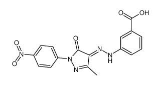 3-[(2E)-2-[3-methyl-1-(4-nitrophenyl)-5-oxopyrazol-4-ylidene]hydrazinyl]benzoic acid Structure