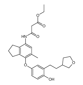 ethyl N-(7-{4-hydroxy-3-[2-(tetrahydrofuran-3-yl)ethyl]phenoxy}-6-methylindan-4-yl)malonamate结构式