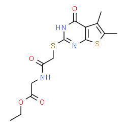 Glycine, N-[[(1,4-dihydro-5,6-dimethyl-4-oxothieno[2,3-d]pyrimidin-2-yl)thio]acetyl]-, ethyl ester (9CI)结构式