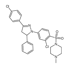 1-{2-chloro-4-[3-(4-chloro-phenyl)-5-phenyl-4,5-dihydro-pyrazol-1-yl]-benzenesulfonyl}-4-methyl-piperazine Structure