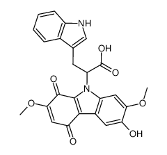 2-(6-hydroxy-2,7-dimethoxy-1,4-dioxo-1,4-dihydro-carbazol-9-yl)-3-indol-3-yl-propionic acid结构式