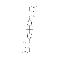 Bis(3,4-dimethyl-3-cyclohexene-1-carboxylic acid)(1-methylethylidene)bis(4,1-phenylene) ester Structure