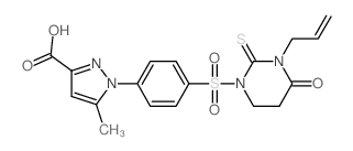 1H-Pyrazole-3-carboxylicacid,5-methyl-1-[4-[[tetrahydro-4-oxo-3-(2-propen-1-yl)-2-thioxo-1(2H)-pyrimidinyl]sulfonyl]phenyl]- Structure