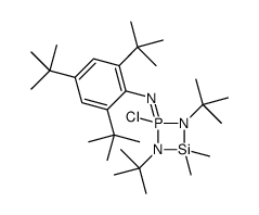 1,3-ditert-butyl-2-chloro-4,4-dimethyl-2-(2,4,6-tritert-butylphenyl)imino-1,3,2λ5,4-diazaphosphasiletidine结构式