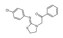 2-[2-(4-chlorophenyl)imino-1,3-thiazolidin-3-yl]-1-phenylethanone Structure