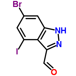 6-Bromo-4-iodo-1H-indazole-3-carbaldehyde结构式
