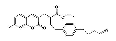 4-(4-(3-formylpropyl)-phenyl)-2-((7-methyl-2-oxo-2H-chromen-3-yl)-methyl)-butyric acid ethyl ester Structure