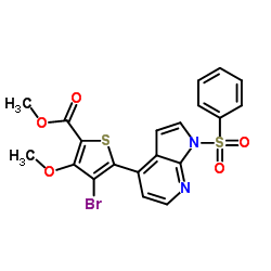 Methyl 4-bromo-3-methoxy-5-[1-(phenylsulfonyl)-1H-pyrrolo[2,3-b]pyridin-4-yl]-2-thiophenecarboxylate Structure