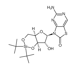 5-amino-3-(2,2-di-tert-butyl-7-hydroxy-tetrahydro-furo[3,2-d][1,3,2]dioxasilin-6-yl)-3H-thiazolo[4,5-d]pyrimidin-2-one结构式