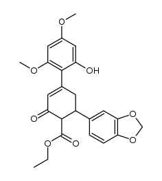 ethyl 3-(benzo[d][1,3]dioxol-5-yl)-2'-hydroxy-4',6'-dimethoxy-5-oxo-2,3,4,5-tetrahydro-[1,1'-biphenyl]-4-carboxylate Structure