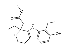 methyl 1,8-diethyl-7-hydroxy-1,3,4,9-tetrahydropyrano-[3,4-b]indole-1-acetate Structure