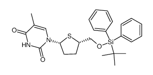 1-<5-O-(tert-butyldiphenylsilyl)-2,3-dideoxy-4-thio-β-D-ribofuranosyl>thymine Structure