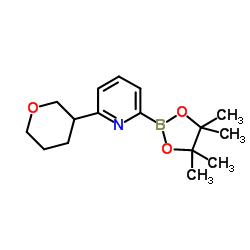 2-(Tetrahydro-2H-pyran-3-yl)-6-(4,4,5,5-tetramethyl-1,3,2-dioxaborolan-2-yl)pyridine结构式
