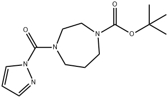1H-1,4-Diazepine-1-carboxylic acid, hexahydro-4-(1H-pyrazol-1-ylcarbonyl)-, 1,1-dimethylethyl ester Structure