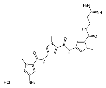 4-amino-N-(5-{[(5-{[(3-amino-3-iminopropyl)amino]carbonyl}-1-methyl-1H-pyrrol-3-yl)amino]carbonyl}-1-methyl-1H-pyrrol-3-yl)-1-methyl-1H-pyrrole-2-carboxamide dihydrochloride结构式