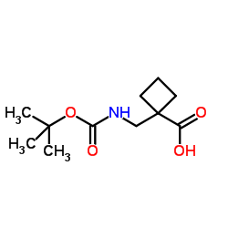 1-[({[(2-Methyl-2-propanyl)oxy]carbonyl}amino)methyl]cyclobutanec arboxylic acid structure