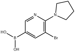 5-Bromo-6-(pyrrolidino)pyridine-3-boronic acid结构式