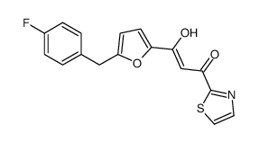 3-[5-[(4-fluorophenyl)methyl]furan-2-yl]-3-hydroxy-1-(1,3-thiazol-2-yl)prop-2-en-1-one结构式