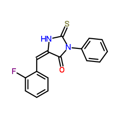 (5E)-5-(2-Fluorobenzylidene)-3-phenyl-2-thioxo-4-imidazolidinone结构式